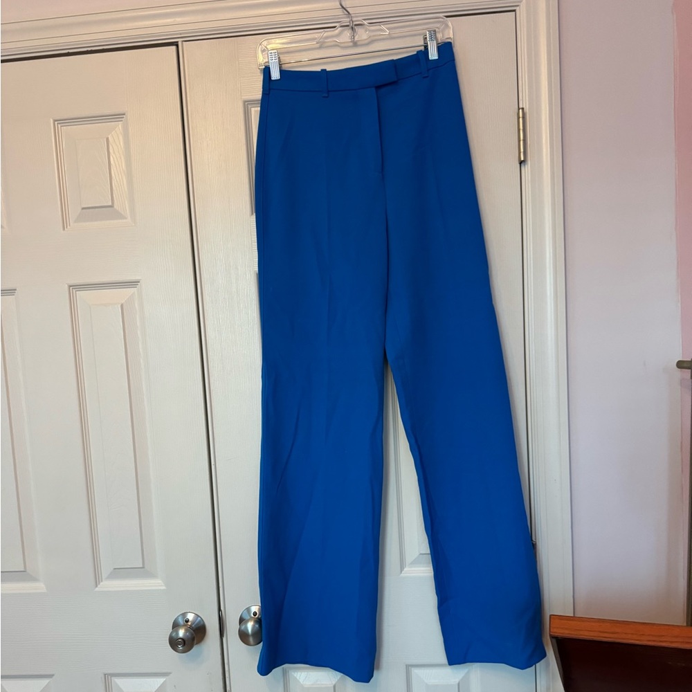 ZARA Mid Rise Straight Leg Blue Trousers XS - Picture 5 of 11
